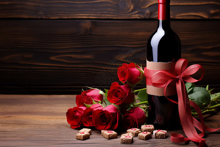 浪漫情人节的红酒背景图片