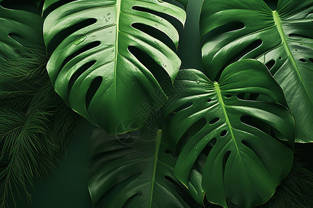 绿叶与热带风情背景图片