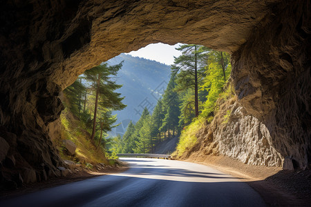 公路上的自然风景图片