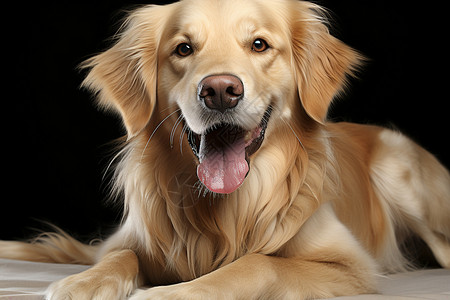 快乐的金毛犬伸出舌头图片