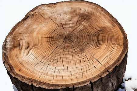 雪地的木桩棕色树松木高清图片
