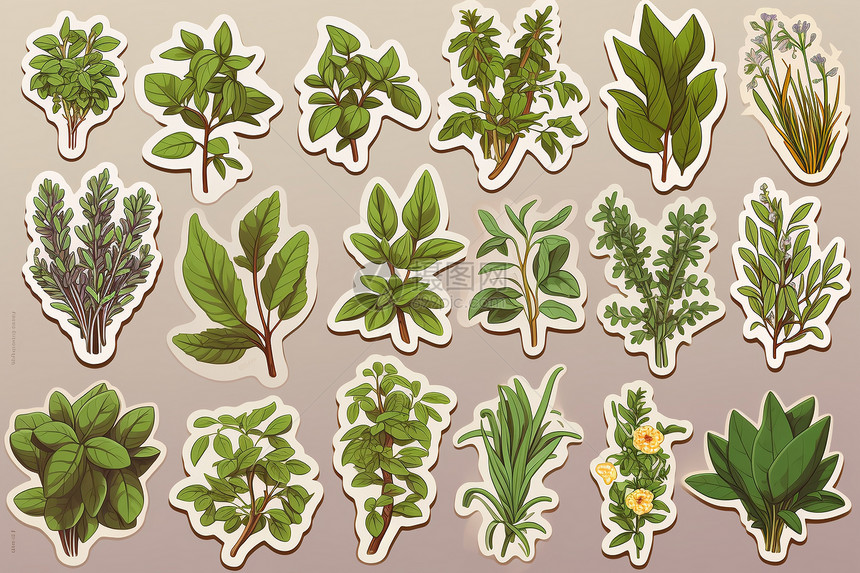 多种植物的贴纸图片