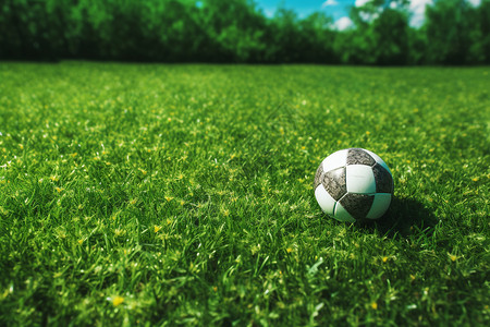 户外草地上的足球背景图片