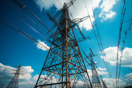 工业运输电力的高压电线塔图片