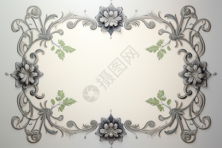 巴洛克素材花卉装饰边框背景插画