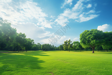 夏季一天夏季公园草坪的美丽景观背景