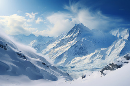 壮观美丽的雪山图片