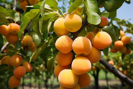 水果园中成熟的杏子背景图片