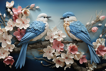 3D花鸟艺术创意插画图片