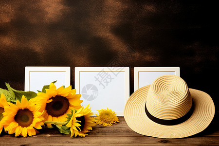 夏季惬意的向日葵相框装饰图片