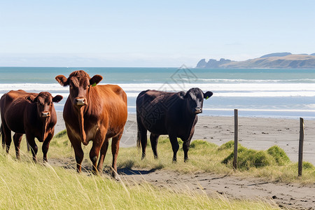 陆地上的行走的牛背景图片