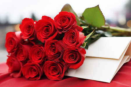 浪漫的信件和花束背景图片
