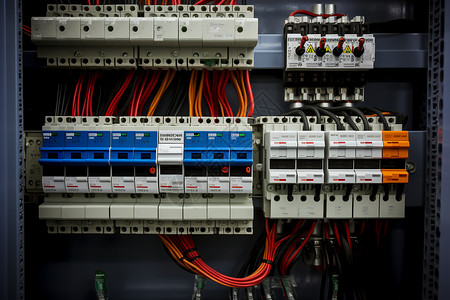 电箱中复杂的电线背景图片