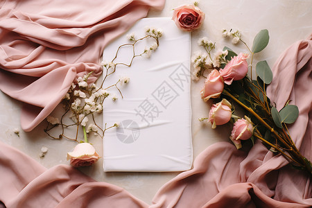 空白贺卡素材玫瑰花旁的空白清水背景