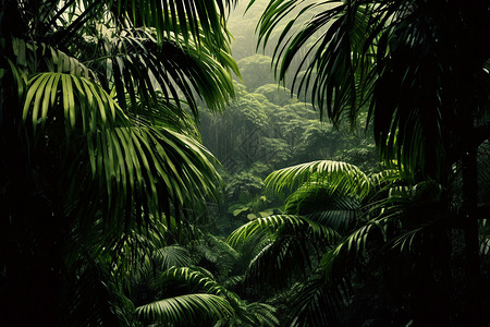热带雨林气候绿意盎然的丛林世界背景