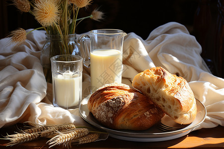 香酥可口的法式早餐甜点背景图片