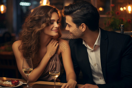 共享晚餐的浪漫情侣背景图片