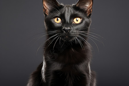 端坐的黑色小猫高清图片