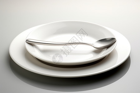 干净的白色陶瓷餐具背景图片