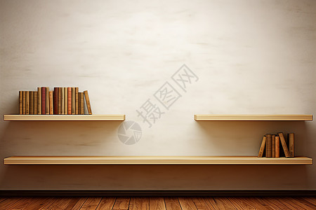 室内墙板木板上的书本书籍背景