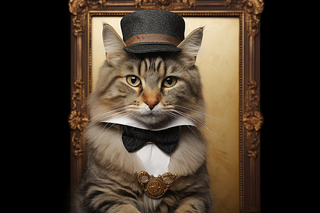 动物相框素材带着帽子的可爱小猫背景