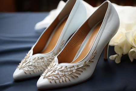 精致的婚礼高跟鞋背景图片