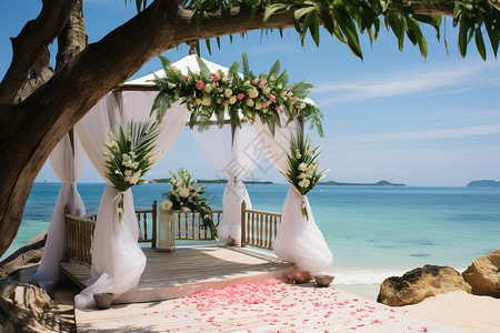 梦幻的沙滩婚礼高清图片