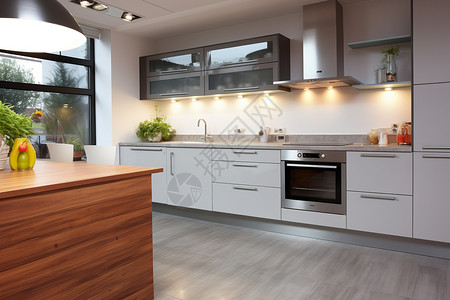 现代简约的厨房装潢背景图片