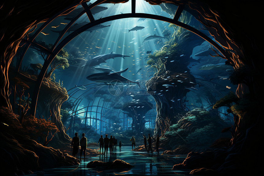 神秘的海底世界隧道图片