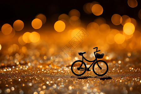 一辆自行车闪耀背景上的自行车摆件设计图片