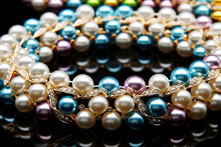 精美的彩色珍珠手链图片