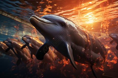 水面下游泳的海豚图片