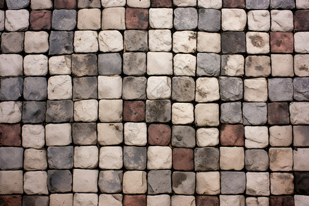 方形石头粗糙的方形砖石铺设道路背景