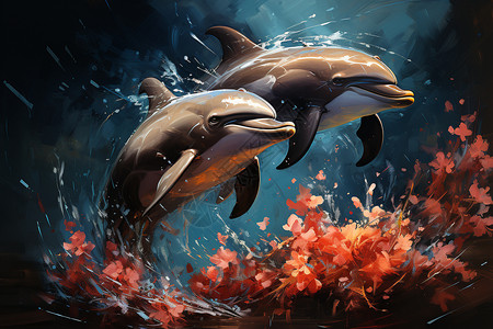 海底游泳的海豚图片