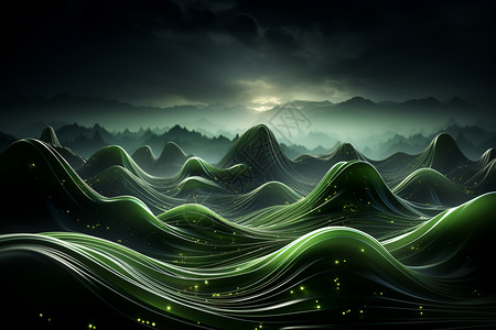 抽象创意绿色波纹图片