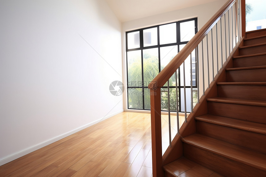 现代公寓室内的木质楼梯图片