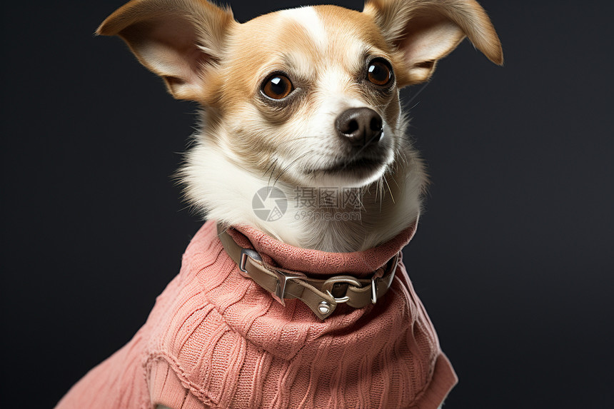 粉色衣服的田园犬图片