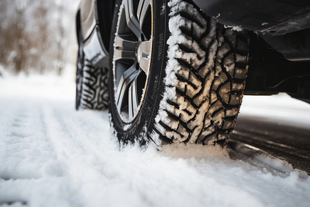 雪后街道上行驶的汽车高清图片