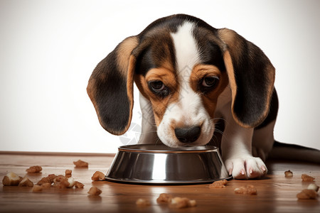 大耳朵图图进食中的比格犬背景