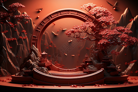中国风红色艺术背景背景图片
