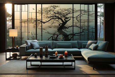 玻璃屏风华丽屏风装饰的室内家居设计图片