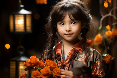 春节喜庆穿搭的小女孩图片