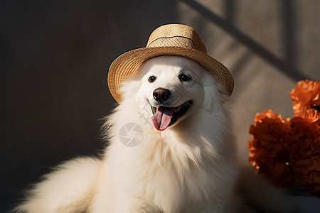 狗帽子戴着帽子的狗狗背景