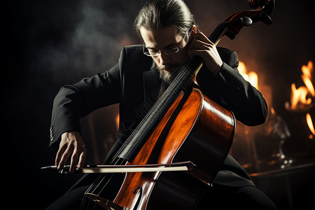 男子大提琴演奏男子拉着大提琴背景