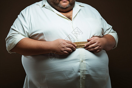 白色衬衫的胖男人图片