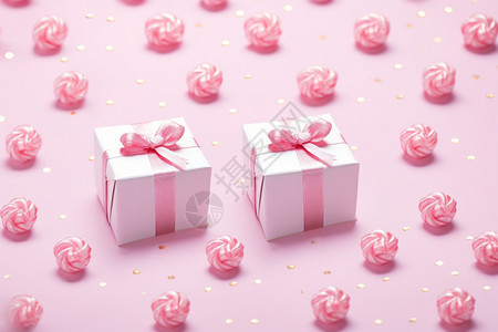 粉红色的礼盒图片