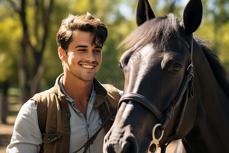 骑士与马在户外图片