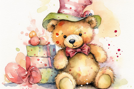 绘画的泰迪熊背景图片