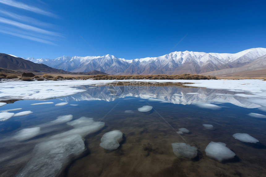 河流上的冰雪图片