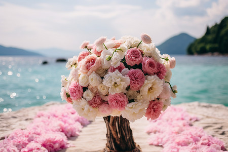 海边浪漫的花束图片